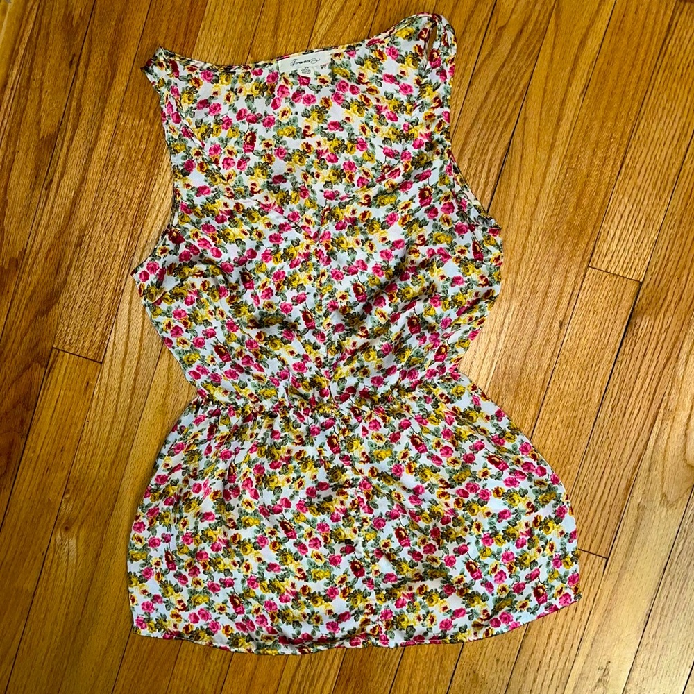 Floral Satin Like Material Summer Top